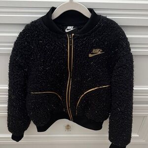 Nike Black and Gold Zippered Bomber Style Jacket